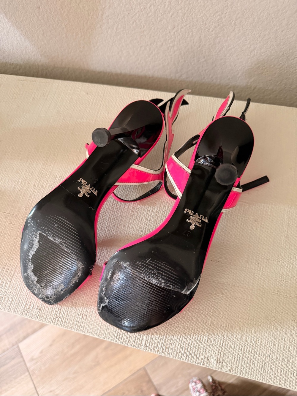 Prada Hot Pink Patent Leather Ankle-Strap Heels - Picture 7 of 7